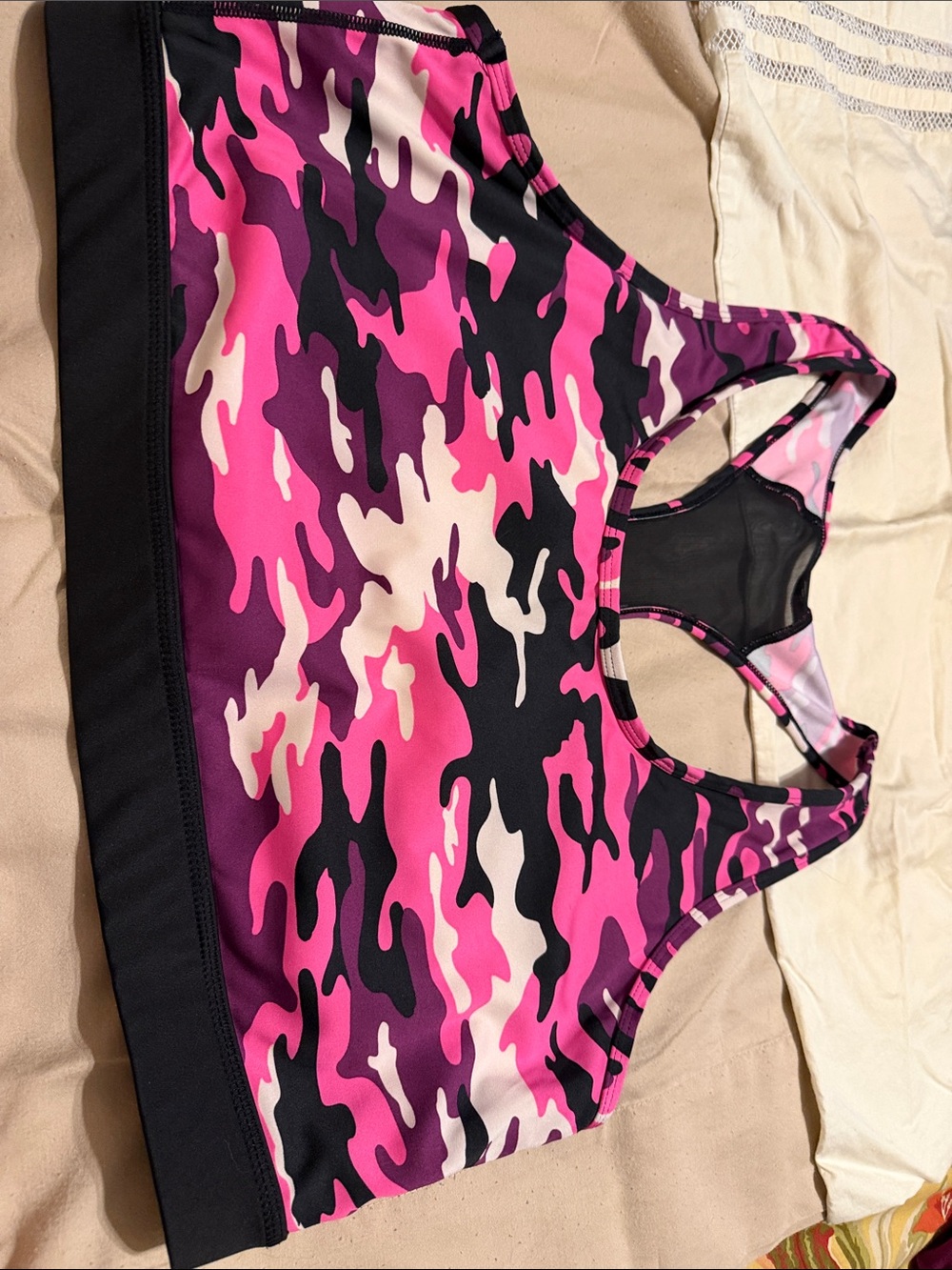 Pink Camo Racerback Sports Bra - Picture 2 of 5